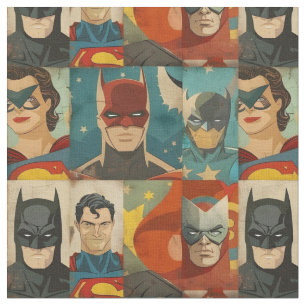 Vintage Comic-Helden in Retrofarben Stoff