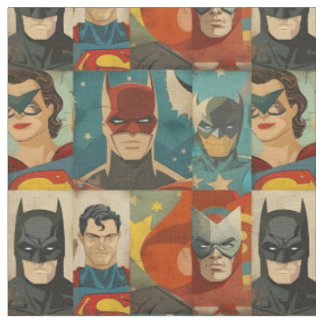 Vintage Comic-Helden in Retrofarben Stoff