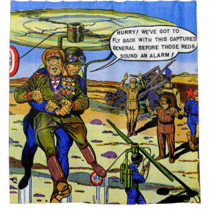 Vintage Comicen des gefangenen Soldaten Duschvorhang