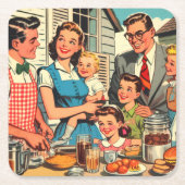 Vintage Comicen Rechteckiger Pappuntersetzer (Vorderseite)