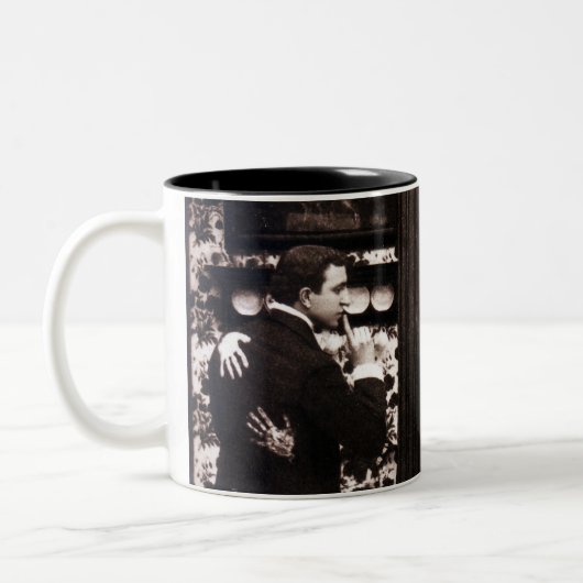 Vintage Comictryst-Postkarte Zweifarbige Tasse (Links)