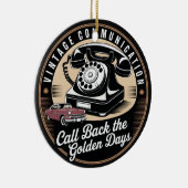 "Vintage Communication" Retro-Emblem-Design Keramik Ornament (Rechts)