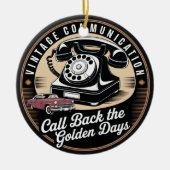 "Vintage Communication" Retro-Emblem-Design Keramik Ornament (Vorne)