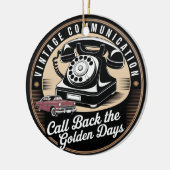 "Vintage Communication" Retro-Emblem-Design Keramik Ornament (Links)