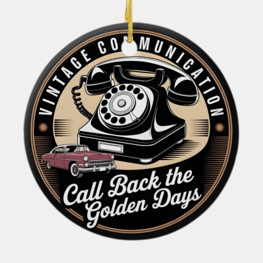 "Vintage Communication" Retro-Emblem-Design Keramik Ornament (Hinten)