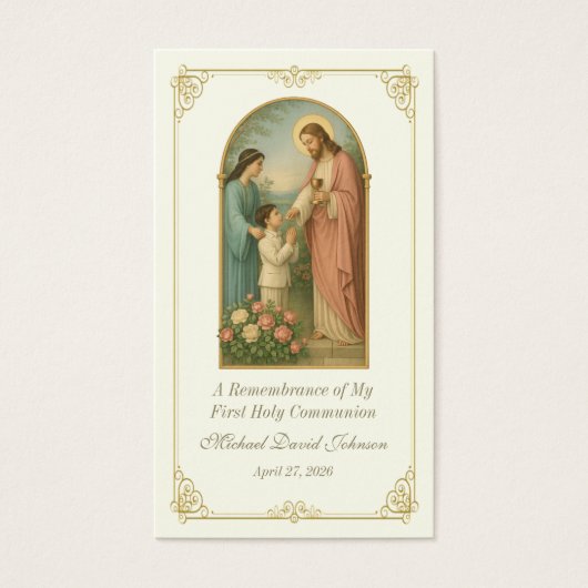 Vintage Communion Catholic Remembrance Holy Card (Vorderseite)