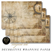 Vintage Compass Antique Clock Geschenkpapier Set