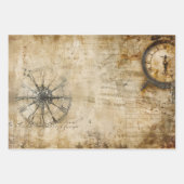 Vintage Compass Antique Clock  Geschenkpapier Set (Vorderseite 2)