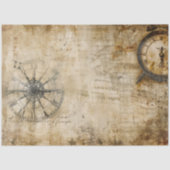 Vintage Compass Antique Clock Seidenpapier (Vorderseite)