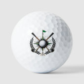 Vintage Compass & Crossed Clubs Golfer Emblem Golf Golfball (Vorderseite)