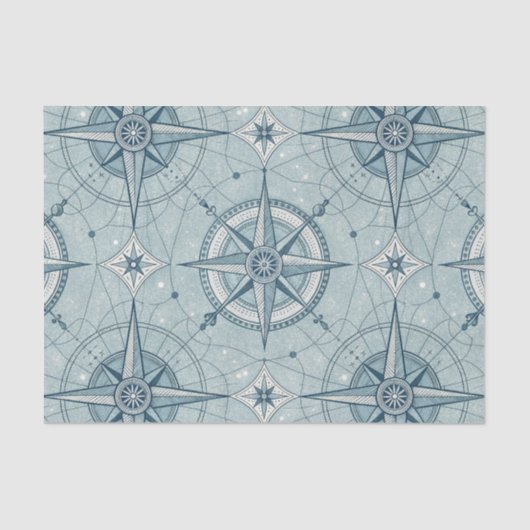 Vintage Compass Nautical Seamless Pattern (2) Seidenpapier (Vorderseite)