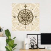Vintage Compass Rose Poster (Heimbüro)