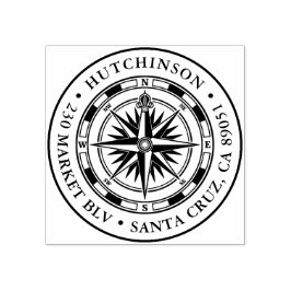 Vintage Compass Round Nautic Rücksendeadresse Gummistempel