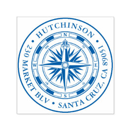 Vintage Compass Round Nautic Rücksendeadresse Permastempel