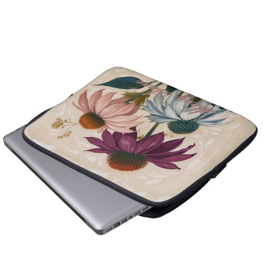 Vintage Cone-Blume Laptopschutzhülle (Vorne Knopf)