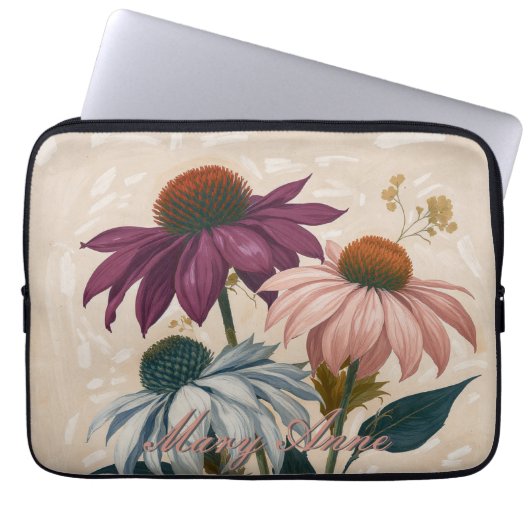 Vintage Cone-Blume Laptopschutzhülle (Vorderseite)