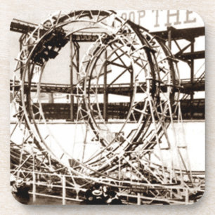 Vintage Coney Island Achterbahnen Sepia-Geschenk Untersetzer