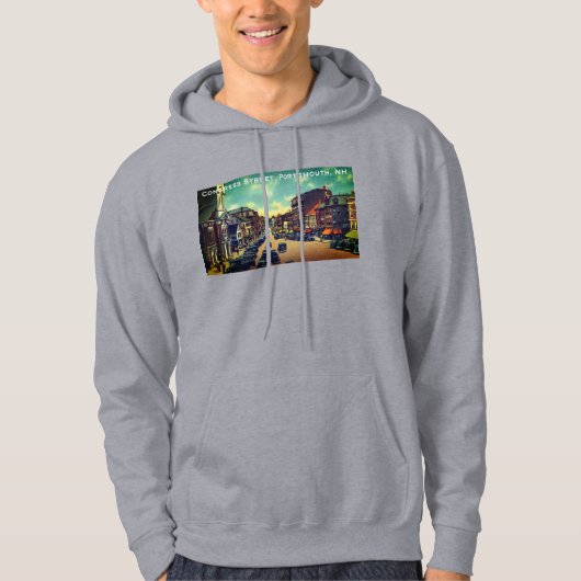 Vintage Congress Street, Portsmouth, NH Foto Hoodie (Vorderseite)