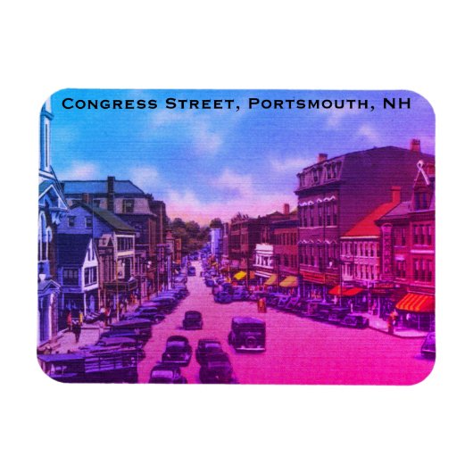 Vintage Congress Street, Portsmouth, NH Foto Magnet (Horizontal)