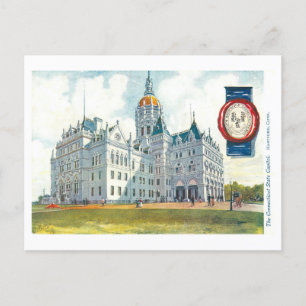 Vintage Connecticut-Kapitol mit Siegel Postkarte