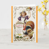 Vintage Cook With Turkey Thanksgiving Day Card Karte (Gelbe Blume)