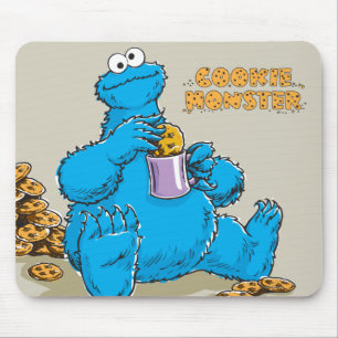 Vintage Cookie Monster beim Kekse essen Mousepad