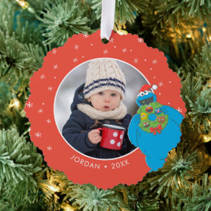 Vintage Cookie Monster Name & Foto Ornament Karte