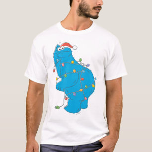 Vintage Cookie Monster Weihnachtsbeleuchtung T-Shirt