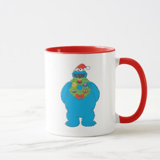Vintage Cookie Monster Weihnachtskranz Tasse (Rechts)