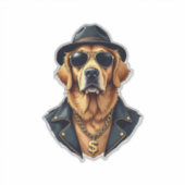 Vintage Cool Golden Retriever Dog in Sunglasses an Aufkleber (Vorderseite)