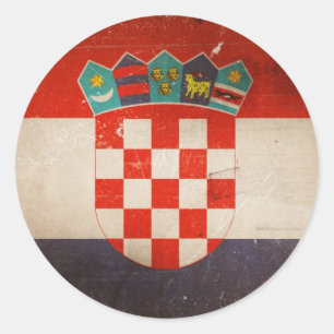 Vintage Cool Grungy Kroatien-Flagge Design Runder Aufkleber