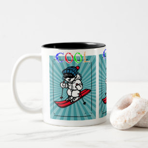 Vintage Cool Skier skiing skiing designs ski Zweifarbige Tasse