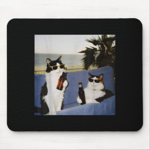 Vintage Coole Sonnenbrille Katze Trinkt Bier Katze Mousepad
