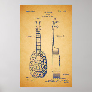 Vintage Coole Ukulele Patentkunst Poster
