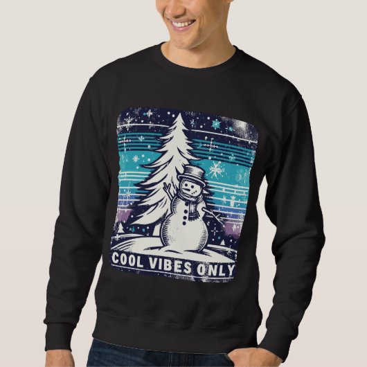Vintage Coole Vibes Nur Weihnachtsschneemann Sweatshirt (Vorderseite)