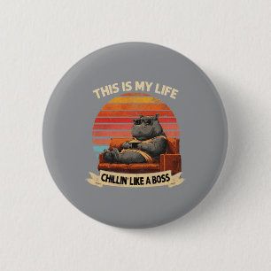 Vintage Cooler Flusspferd Lustiger Vatertag Tierli Button