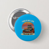 Vintage cooler Flusspferd lustiger Vatertag Tierli Button (Vorne & Hinten)