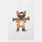 Vintage cooler französischer Bulldogge mit Knochen Geschirrtuch (Vertikal)