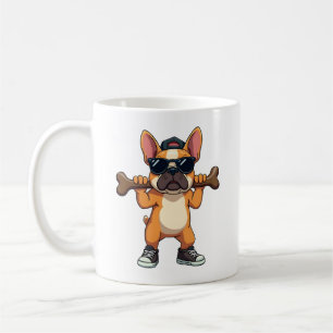 Vintage cooler französischer Bulldogge mit Knochen Kaffeetasse
