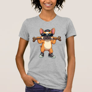 Vintage cooler französischer Bulldogge mit Knochen T-Shirt