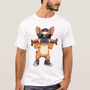 Vintage cooler französischer Bulldogge mit Knochen T-Shirt