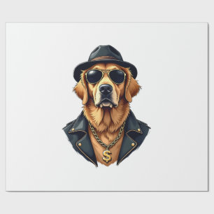 Vintage Cooler Golden Retriever Hund in Sonnenbril Geschenkpapier