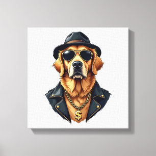 Vintage Cooler Golden Retriever Hund in Sonnenbril Leinwanddruck