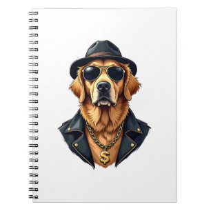Vintage cooler Golden Retriever Hund in Sonnenbril Notizblock