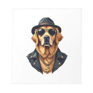 Vintage Cooler Golden Retriever Hund in Sonnenbril Notizblock