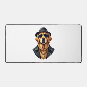 Vintage Cooler Golden Retriever Hund in Sonnenbril Schreibtischunterlage