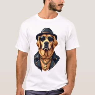 Vintage cooler Golden Retriever Hund in Sonnenbril T-Shirt