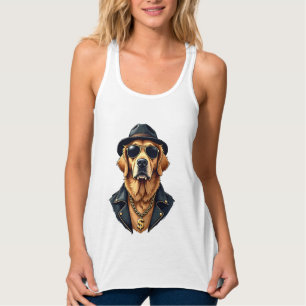 Vintage cooler Golden Retriever Hund in Sonnenbril Tank Top