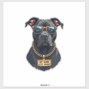 Vintage cooler Pitbull mit Sonnenbrille und Goldke Aufkleber