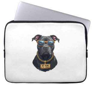 Vintage cooler Pitbull mit Sonnenbrille und Goldke Laptopschutzhülle